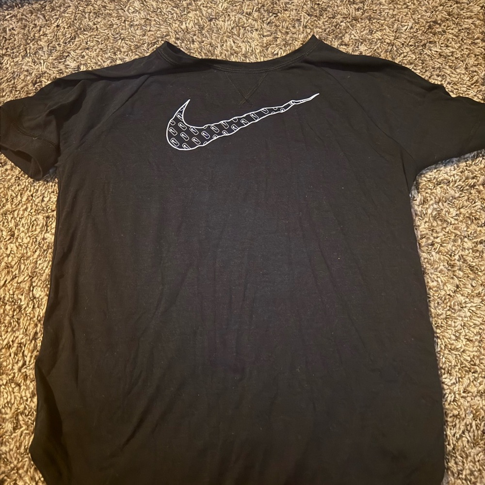 Nike Black Tee with Patterned Swoosh